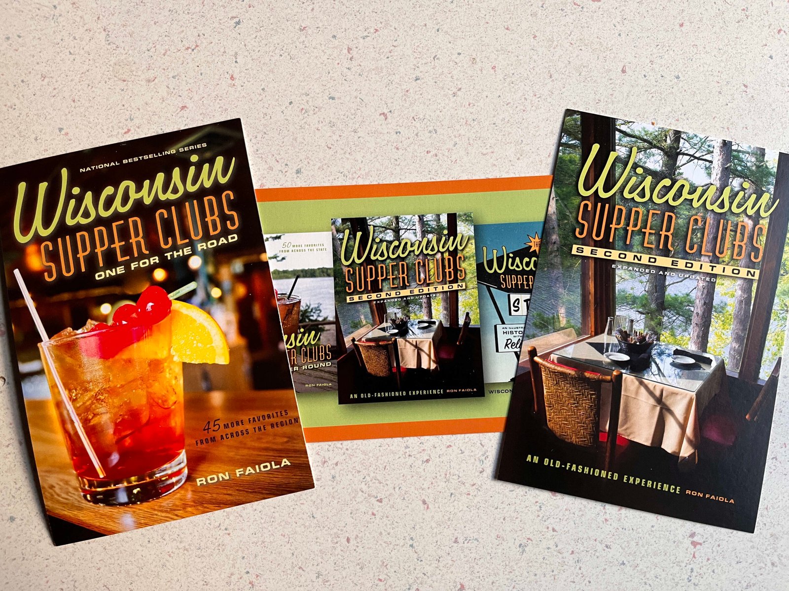Three promotional postcards for four Wisconsin Supper Clubs Books.